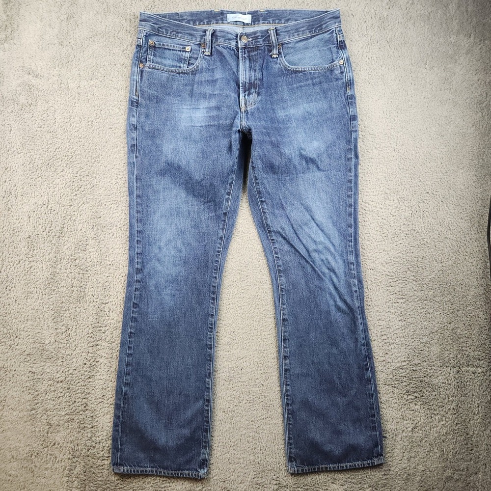GAP 1969 Boot Jeans Mens 36x34 Rinse Wash Denim Regular Fit Bootcut Whiskered